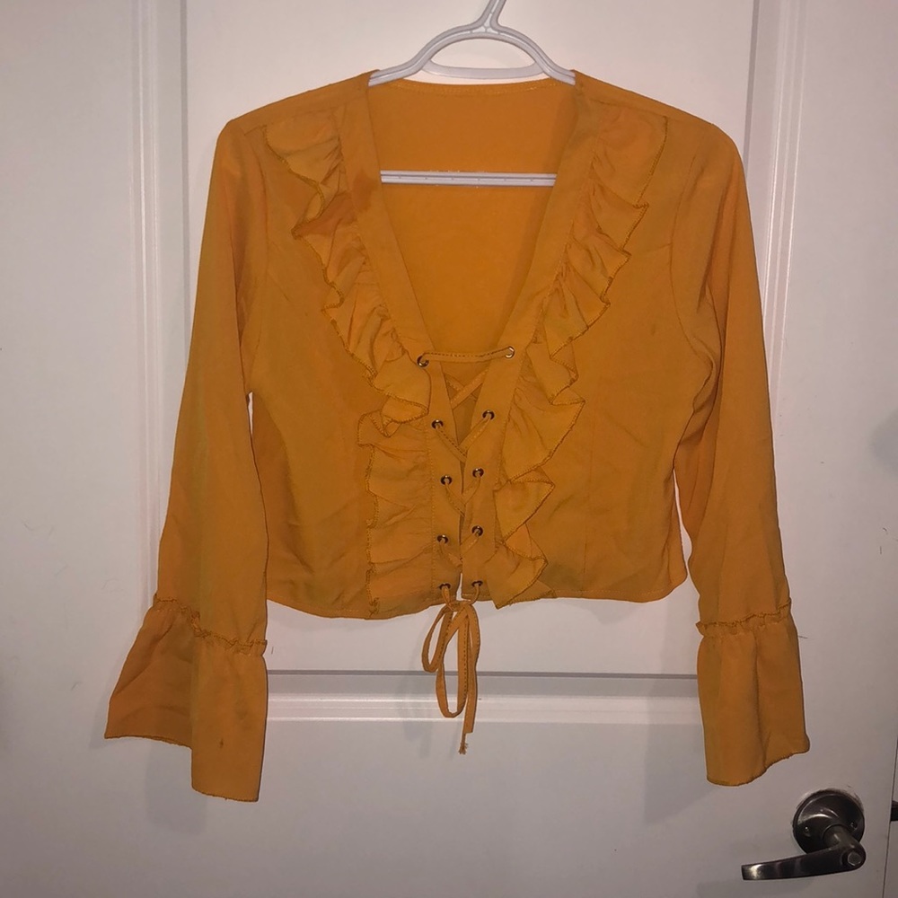 Yellow ruffle top